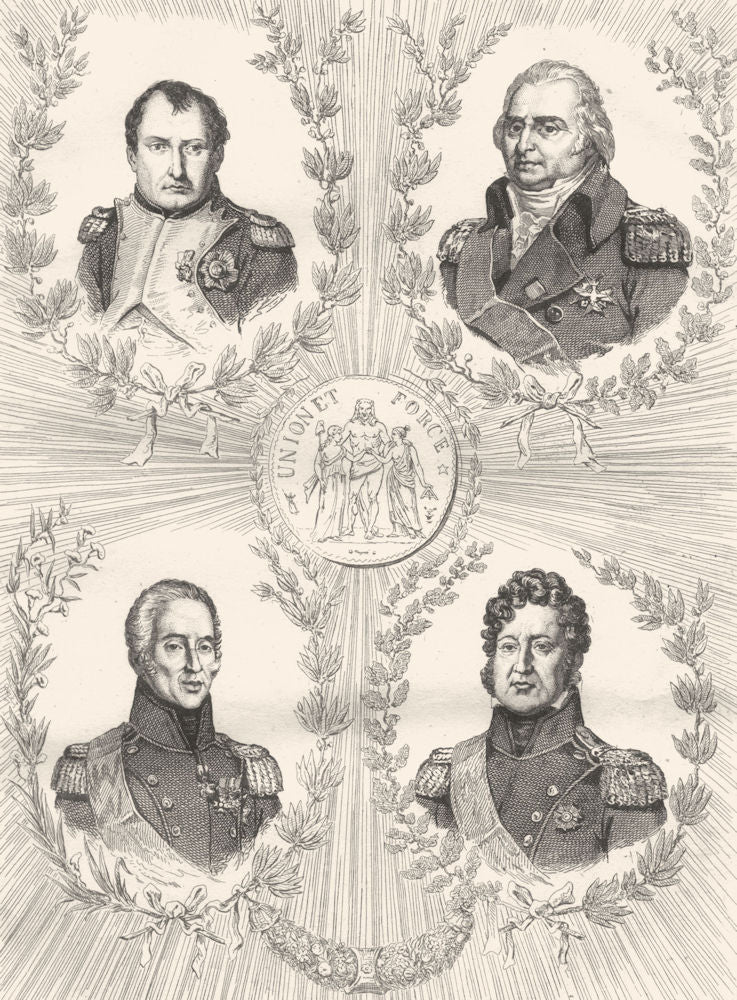FRANCE. Union et Force 1835 old antique vintage print picture